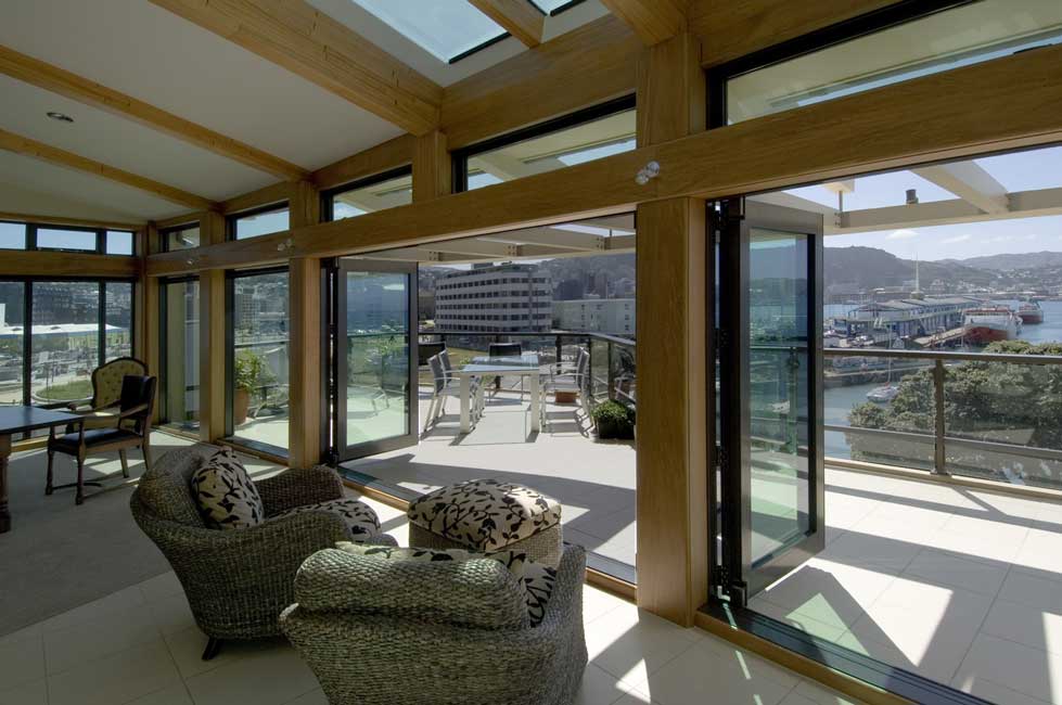 Outside in, Kitchen, Semple House Penthouse, Wellington, New
Zealand Kitchen View. Residential,
New Penthouse Home. Photograph by John Veltri