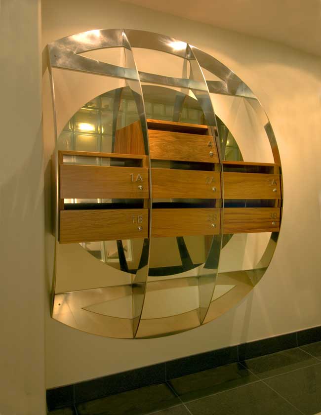 Entrance Lobby Mailbox, Semple House Condominiums, 84 Oriental
Parade, Wellington, New
Zealand. Entrance Lobby mailbox. Multi-unit: New 7 Unit Condominium building. Photograph by John Veltri